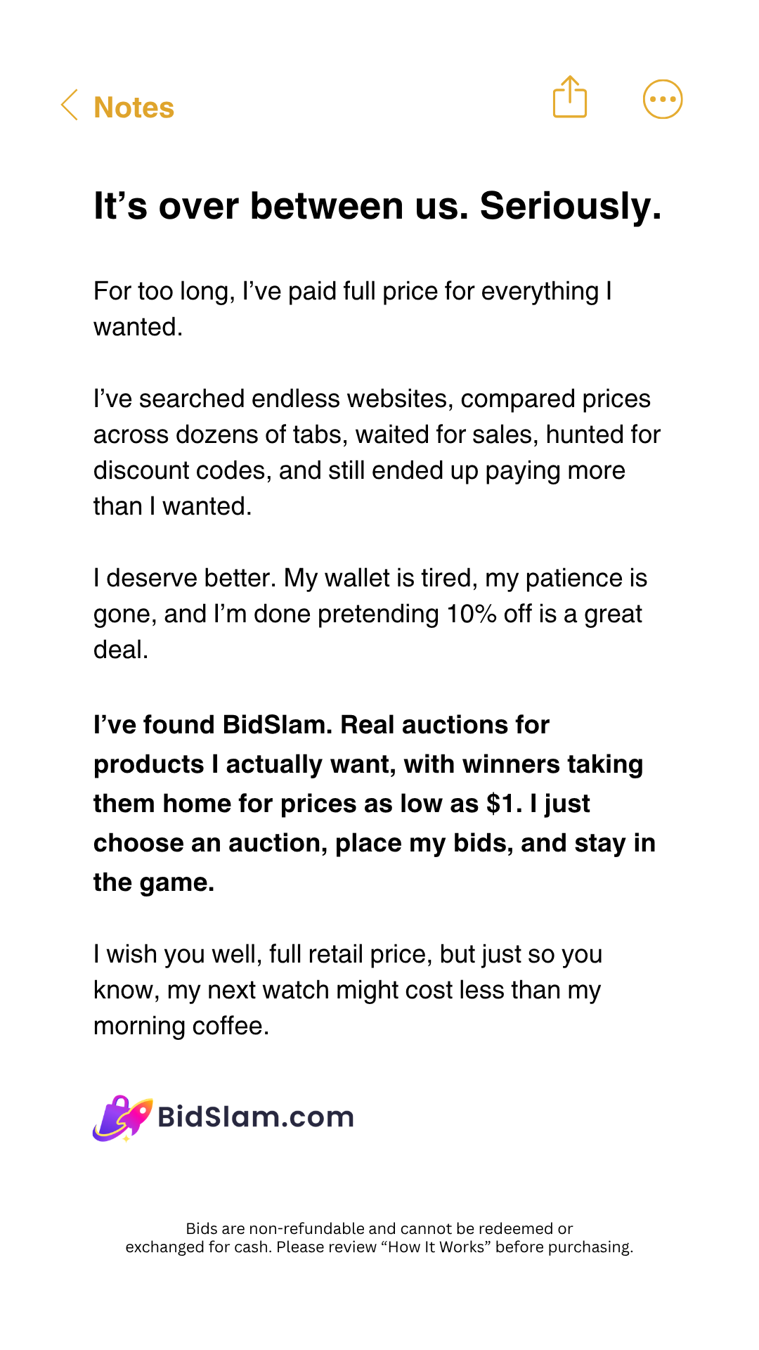 Brake up Note — static ad creative