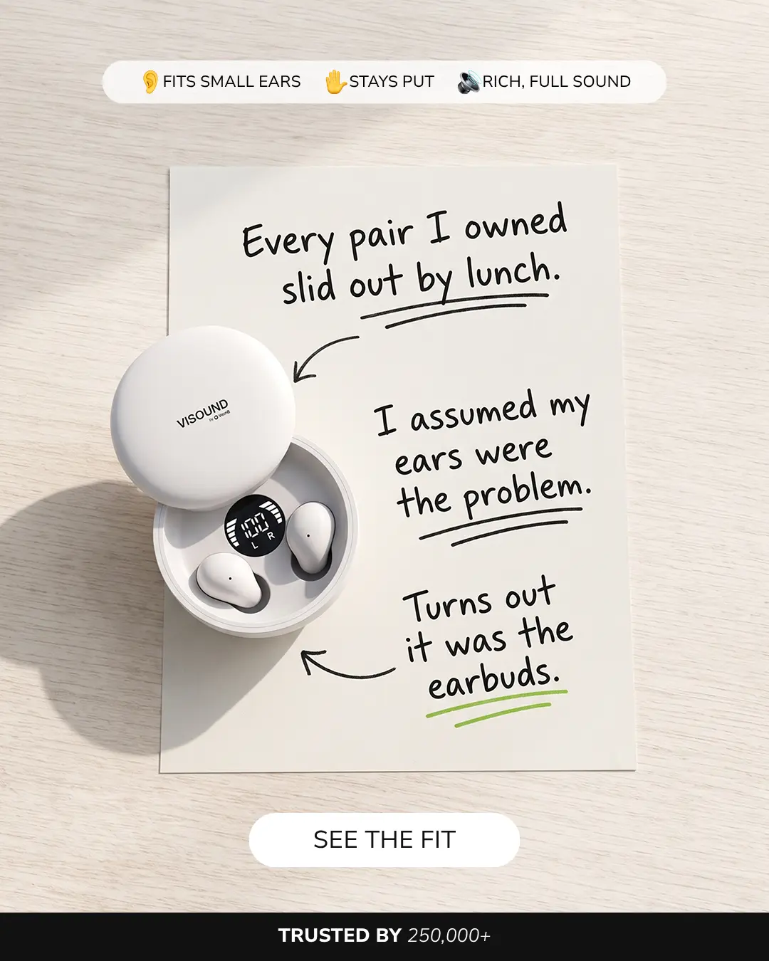 AIR 13 handwritten note flat lay — static ad creative